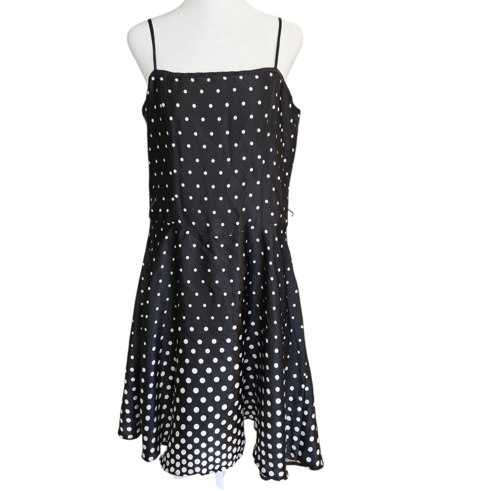 Dressbarn Collection Black White Polka Dot Fit Flare Dress Tulle Size 12 Retro